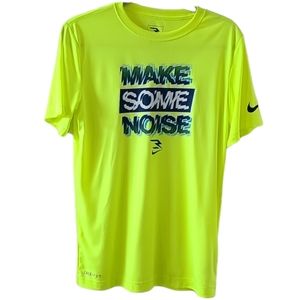NIKE BRAND BOYS YELLOW SIGNATURE SHORT SLEEVE SHIRT SIZE XL "MAKE SOME NOISE"
